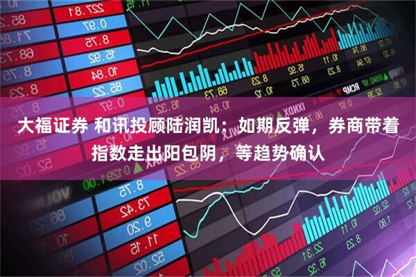 大福证券 和讯投顾陆润凯：如期反弹，券商带着指数走出阳包阴，等趋势确认